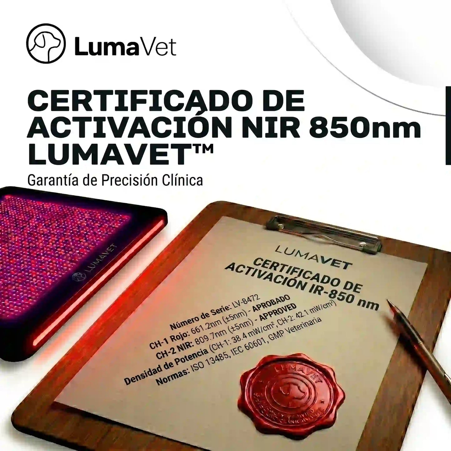 Certificado de Activación NIR 850nm LumaVet™